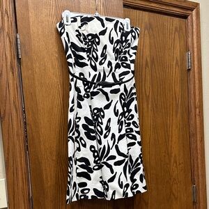 White House Black Market Strapless Black and White Dress